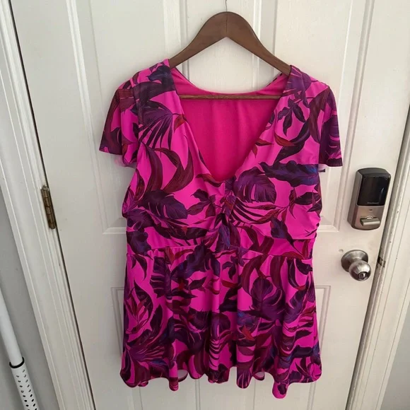 Torrid Pink and Purple One Piece Swimsuit - Picture 4 of 10